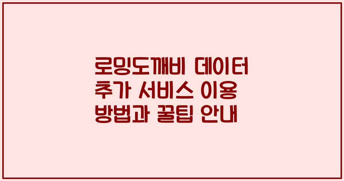 로밍도깨비 데이터 추가 서비스 이용 방법과 꿀팁 안내