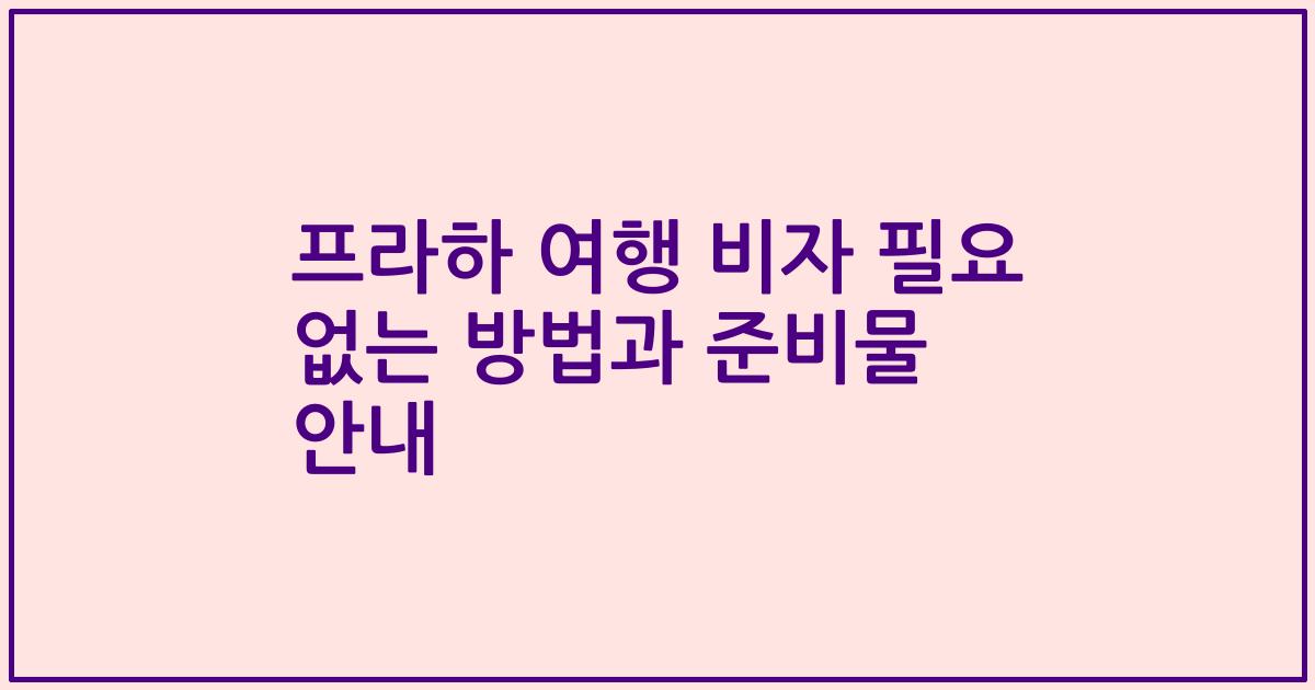 프라하 여행 비자 필요 없는 방법과 준비물 안내
