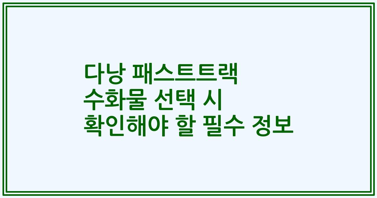 다낭 패스트트랙 수화물 선택 시 확인해야 할 필수 정보